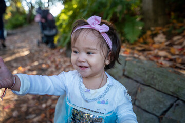 little girl on blue dress