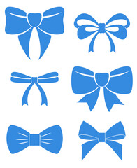 blue bows on white background