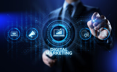 Digital marketing internet advertising and sales increase business technology concept.