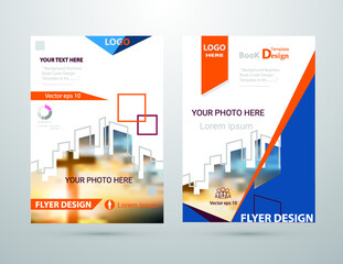 Obraz premium Orange annual report brochure flyer design template vector, Leaflet cover presentation abstract flat background,