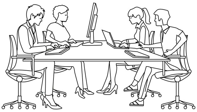 Gruppe von Personen lernen am PC - Vektor illustration