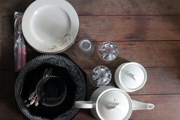 tableware, coffee cup and plates