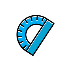 Semicircular ruler flat icon. Design template vector