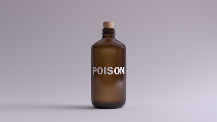 Brown Glass Poison Bottle with a Cork Stop 