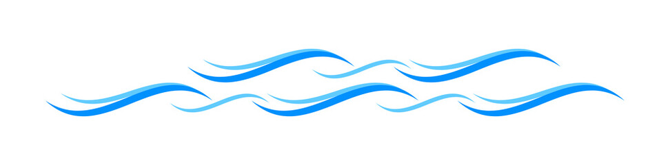 water waves blue symbol, water ripples light blue, ocean sea surface symbol, aqua flowing graphic