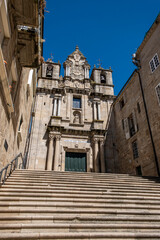 Baroque facade of the church of Santa María Nai, Ourense. Galicia, Spain.