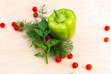 vegetables on a wooden board