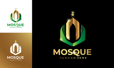 logos, icons, ideas, symbols and brands for companies, corporations, foundations, businesses, startups. Mosque, muslim, islam and abstract concept. 