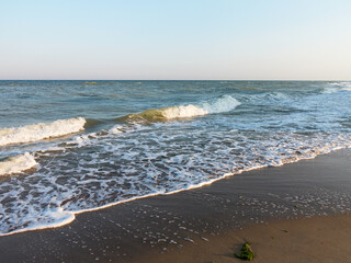 Relaxing seascape with wide horizon of the sky and the sea