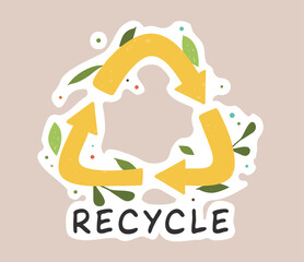 Ecology colorful sticker. Trendy slogan to save the planet. Eco friendly tools, zero waste concept, environmental protection, save wild nature and other. Flat Vector Illustration