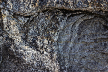Structure of gray limestone destroyed by water