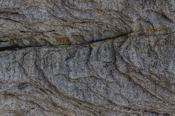 Structure of gray limestone destroyed by water