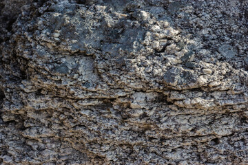 Structure of gray limestone destroyed by water