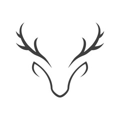 Logotipo abstracto cabeza de ciervo con astas en color gris