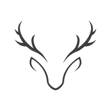 Logotipo abstracto cabeza de ciervo con astas en color gris