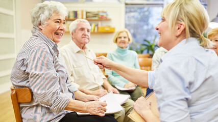 Talk therapy with a senior group