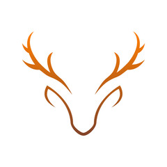 Logotipo abstracto cabeza de ciervo con astas en color marr&oacute;n