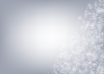 Silver Snowflake Vector Gray Background. Fantasy 