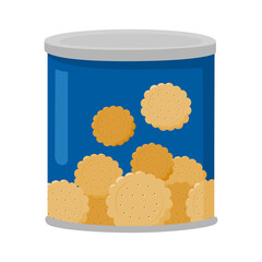 ビスケット缶のイラスト。災害時の非常用食品。