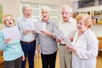 Old people as singers in a senior choir