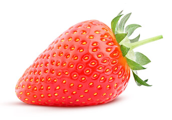 ripe red strawberry isolated on white background with clipping path