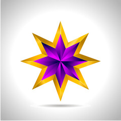 illustration of a purple gold star on steel background. vector file New year Christmas