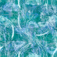Watercolor seamless abstract background, pattern. Watercolor card, greeting card of abstract spot. Plant in watercolor. Abstract spot, grass.
spikelet, branch, bird cherry, dandelion, dried flower