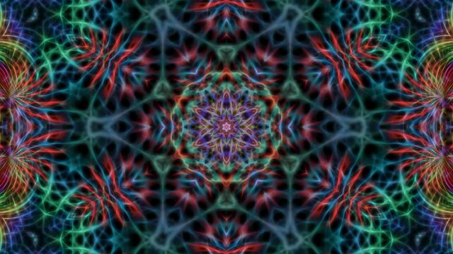 Abstract multicolored kaleidoscope geometry background.