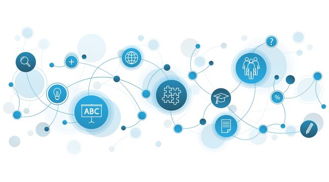 Vector illustration background concept for school, college and university, education Online.