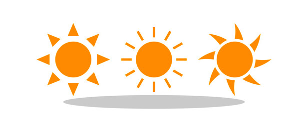Sun icon set in trendy flat style. Sun symbol for your web site design, logo, app, UI Vector EPS 10. - 