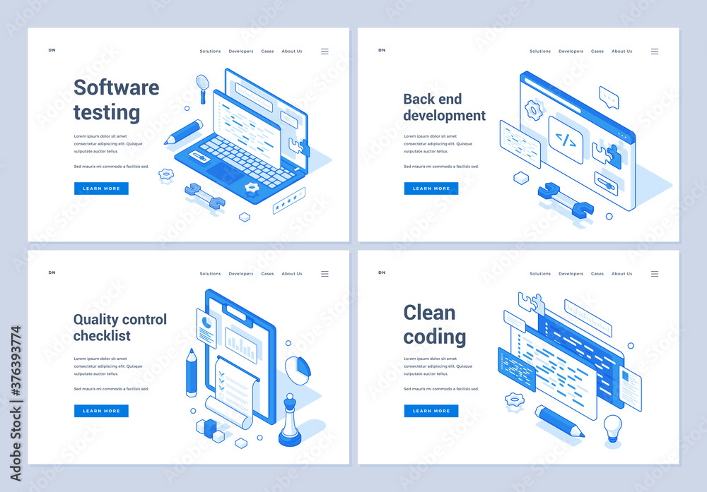 Poster web banners for programming and coding industry