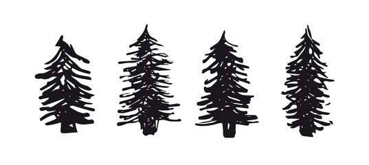 Obraz premium Christmas tree, hand drawn illustrations. Vector.