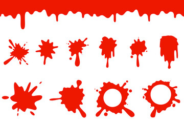 Blood splash flowing spill dripping splatter seamless liquid cartoon design vector illustration