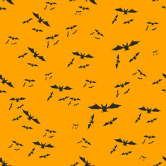 Halloween decoration bats swarm seamless pattern design vector illustration