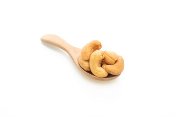 Cashew nuts on white background
