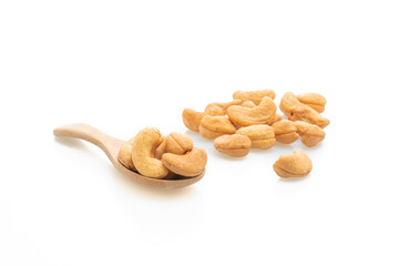 Cashew nuts on white background