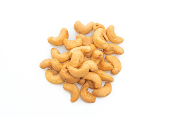 Cashew nuts on white background