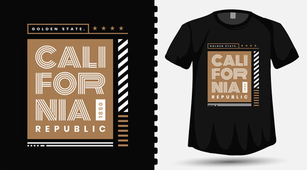 Golden State California Republic since 1850 typography lettering design template for t shirt fashion clothing and poster
