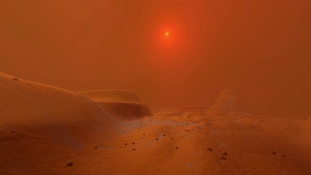 3D Animation of a landscape on Planet Mars.