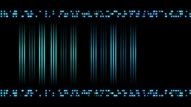 blue lines and particles on black background, abstract frame, loop