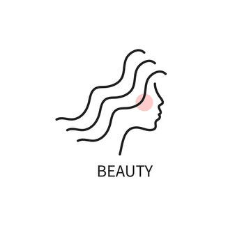 Profile of a young female face with wavy hair