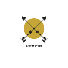 Modern hipster logo with crossed arrows up