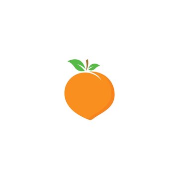 Set of peach fruit logo vector icon concept illustration