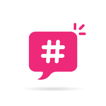 trendy bubble with hashtag logo