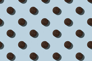 Cookie pattern on blue background
