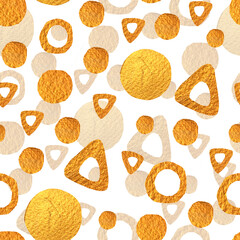 Vintage grunge background. A`bstract seamless pattern with golden elements. Hand drawn style. 