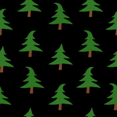seamless pattern with Christmas trees on a black background