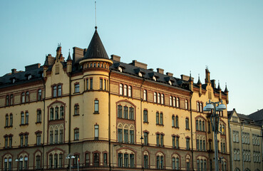 Old building on square Keskustori in Tampere Finland