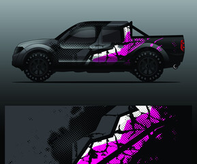 truck and vehicle Graphic vector. Racing background for vinyl wrap and decal