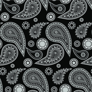 Traditional retro paisley seamless pattern. Indian style paisley design for textile, digital print, paper or web background. Geometric, abstract, decorative full repeat design.